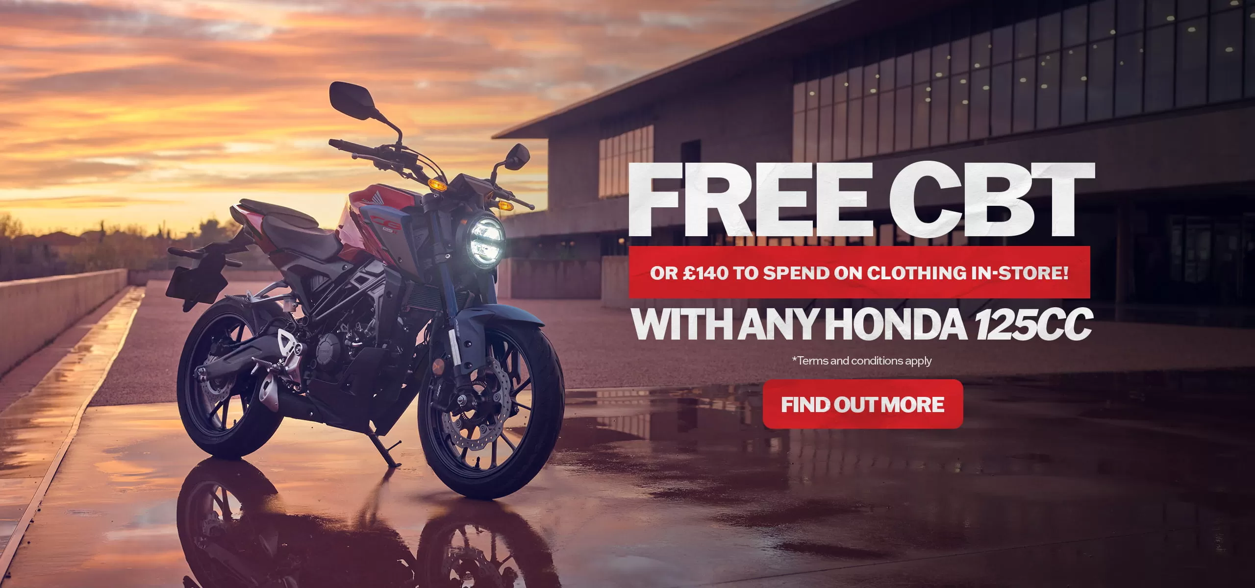 Damerells Motorcycles Offers Free CBT or Clothing Voucher with New Honda 125cc Purchase in April